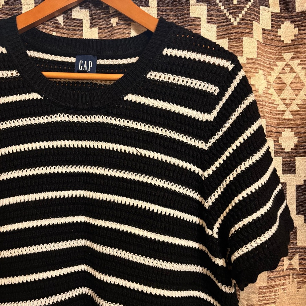 Gap Women’s Crochet Dress, 100% Cotton, Size XL, Black & White Stripes - Picture 7 of 12